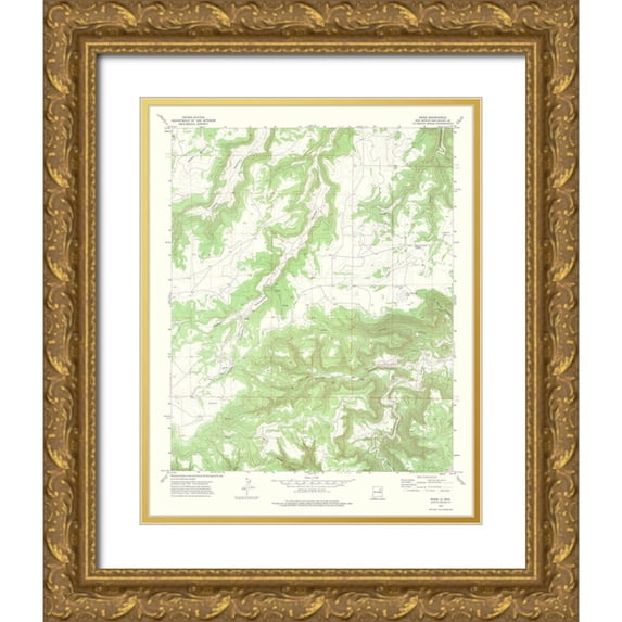 USGS 15x18 Gold Ornate Wood Framed with Double Matting Museum Art Print Titled - Maes New Mexico Quad - USGS 1972
