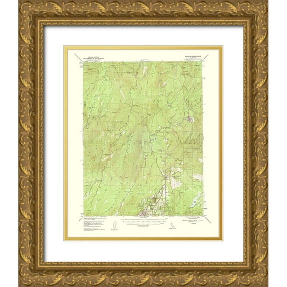 USGS 15x18 Gold Ornate Wood Framed with Double Matting Museum Art Print Titled - Paradise California Quad - USGS 1961