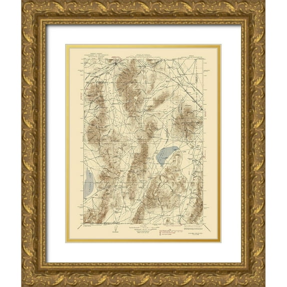 USGS 15x18 Gold Ornate Wood Framed with Double Matting Museum Art Print Titled - Sonoma Range Nevada Quad - USGS 1939