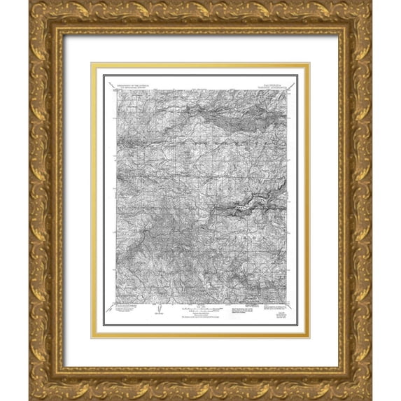 USGS 15x18 Gold Ornate Wood Framed with Double Matting Museum Art Print Titled - Yosemite California Quad - USGS 1909