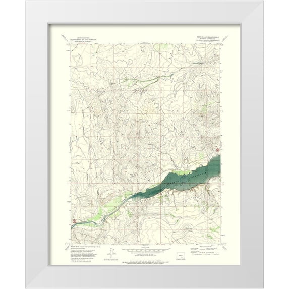 USGS 15x18 White Modern Wood Framed Museum Art Print Titled - Ferris Lake Wyoming Quad - USGS 1971