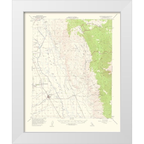 USGS 15x18 White Modern Wood Framed Museum Art Print Titled - Independence California Quad - USGS 1962