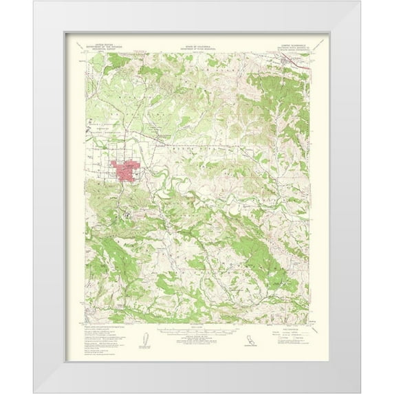 USGS 15x18 White Modern Wood Framed Museum Art Print Titled - Lompoc California Quad - USGS 1961