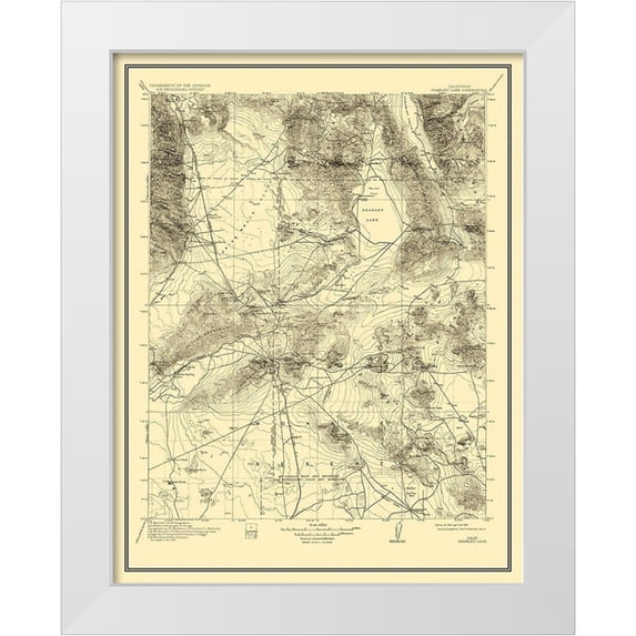 USGS 15x18 White Modern Wood Framed Museum Art Print Titled - Searles Lake California Quad - USGS 1915