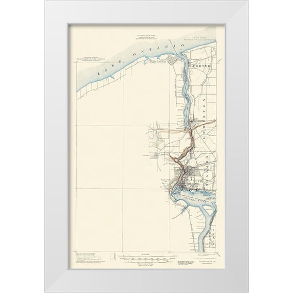USGS 17x24 White Modern Wood Framed Museum Art Print Titled - Niagara Falls New York Quad - USGS 1901