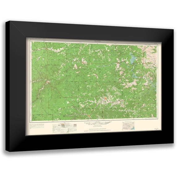 USGS 18x13 Black Modern Framed Museum Art Print Titled - Llano Texas Quad - USGS 1964