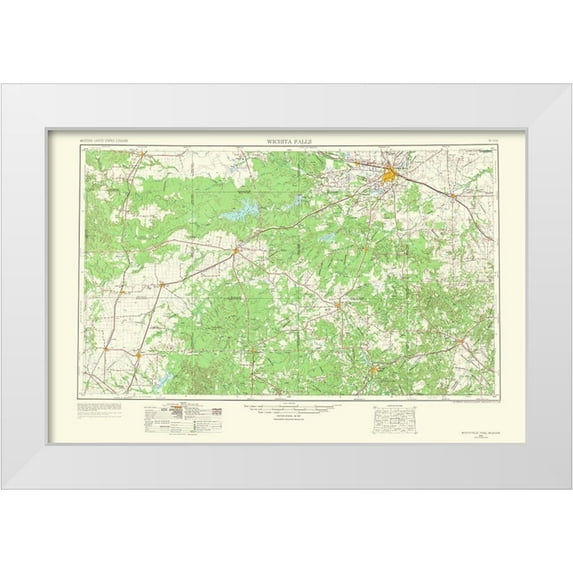 USGS 18x13 White Modern Wood Framed Museum Art Print Titled - Wichita Falls Texas Oklahoma Quad - USGS 1966