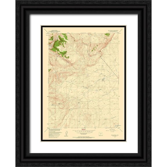 USGS 18x24 Black Ornate Wood Framed with Double Matting Museum Art Print Titled - Red Canyon Wyoming Quad - USGS 1957