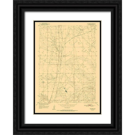 USGS 18x24 Black Ornate Wood Framed with Double Matting Museum Art Print Titled - Reefs Wyoming Quad - USGS 1951