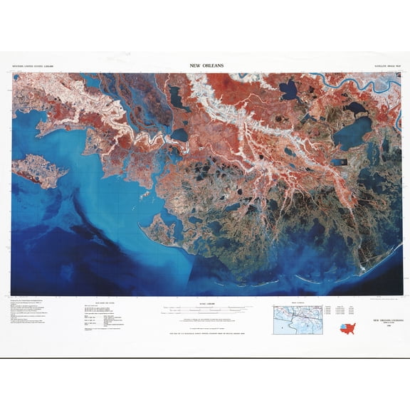 USGS 1979 Geological Map New Orleans La Extra Large XL Wall Art Poster Print