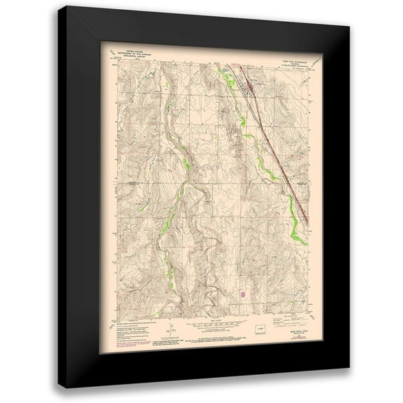 USGS 19x24 Black Modern Framed Museum Art Print Titled - Deer Trail Colorado Quad - USGS 1978