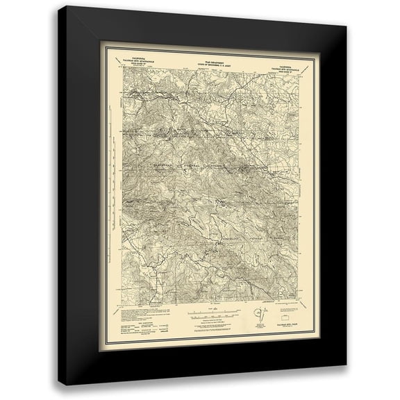 USGS 19x24 Black Modern Framed Museum Art Print Titled - Mt Palomar California Quad - USGS 1942