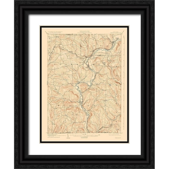 USGS 19x24 Black Ornate Wood Framed with Double Matting Museum Art Print Titled - Neneveh New York Quad - USGS 1905