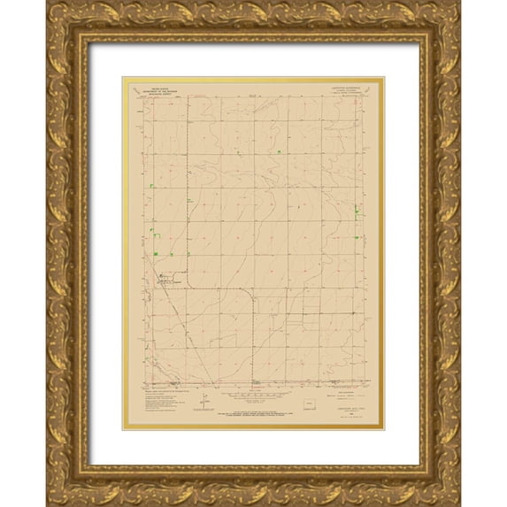 USGS 19x24 Gold Ornate Wood Framed with Double Matting Museum Art Print Titled - Carpenter Wyoming Quad - USGS 1963