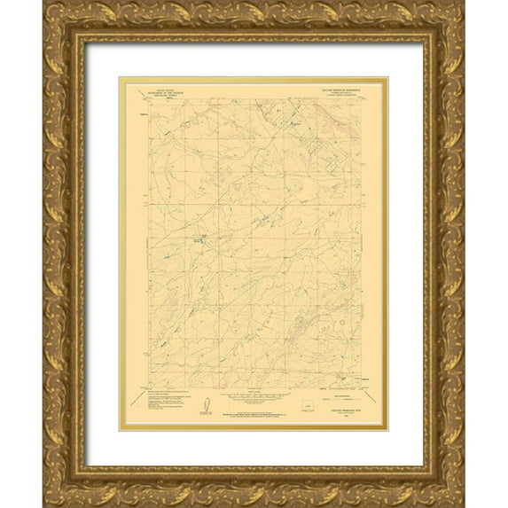 USGS 19x24 Gold Ornate Wood Framed with Double Matting Museum Art Print Titled - Gaylord Reservoir Wyoming Quad - USGS 1959