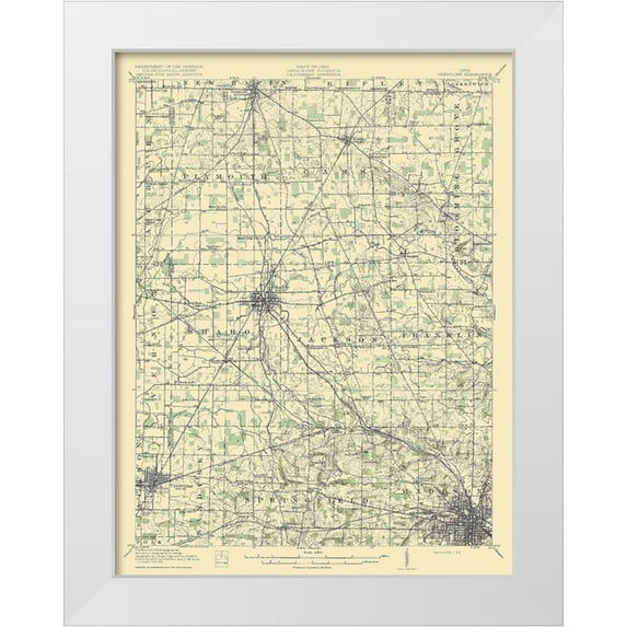 USGS 19x24 White Modern Wood Framed Museum Art Print Titled - Crestline Ohio Quad - USGS 1915