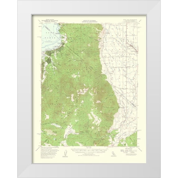 USGS 19x24 White Modern Wood Framed Museum Art Print Titled - Freel Peak California Quad - USGS 1961