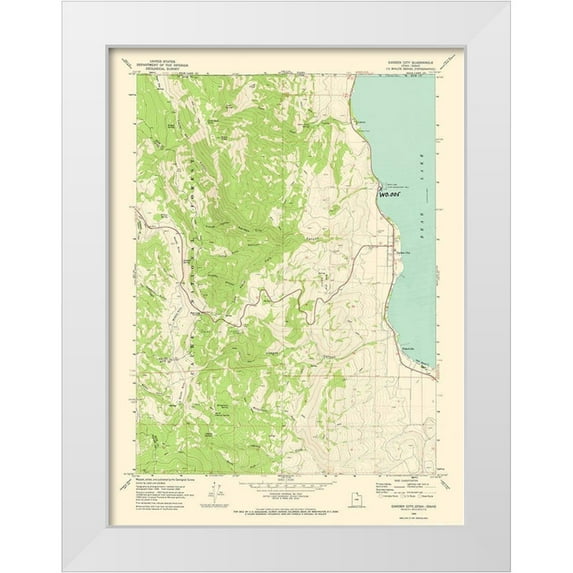 USGS 19x24 White Modern Wood Framed Museum Art Print Titled - Garden City Utah Quad - USGS 1969