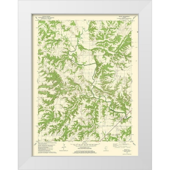 USGS 19x24 White Modern Wood Framed Museum Art Print Titled - Ripley Illinois Quad - USGS 1981