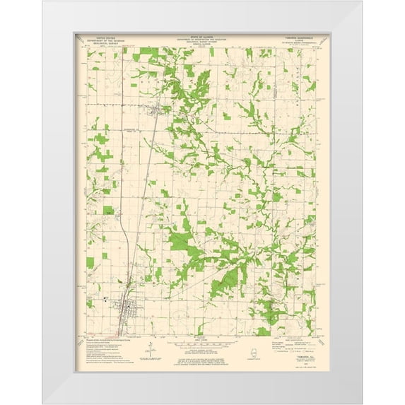 USGS 19x24 White Modern Wood Framed Museum Art Print Titled - Tamaroa Illinois Quad - USGS 1975