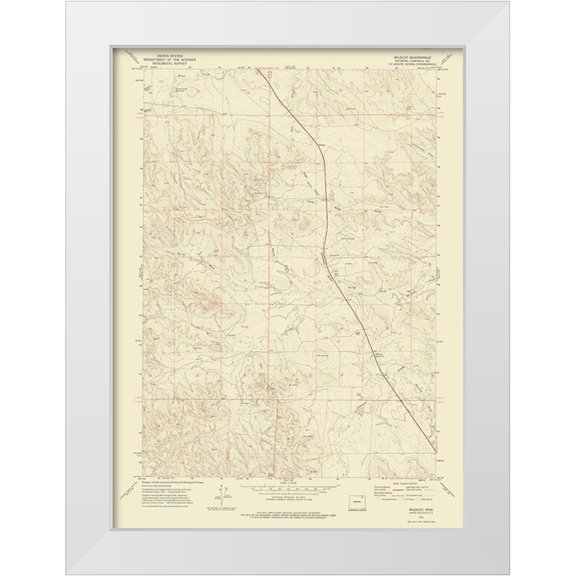 USGS 19x24 White Modern Wood Framed Museum Art Print Titled - Wildcat Wyoming Quad - USGS 1971