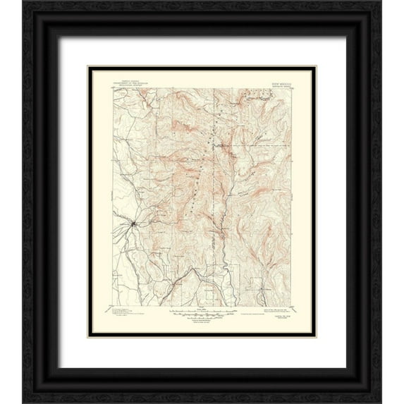 USGS 20x23 Black Ornate Wood Framed with Double Matting Museum Art Print Titled - Santa Fe New Mexico Sheet - USGS 1948