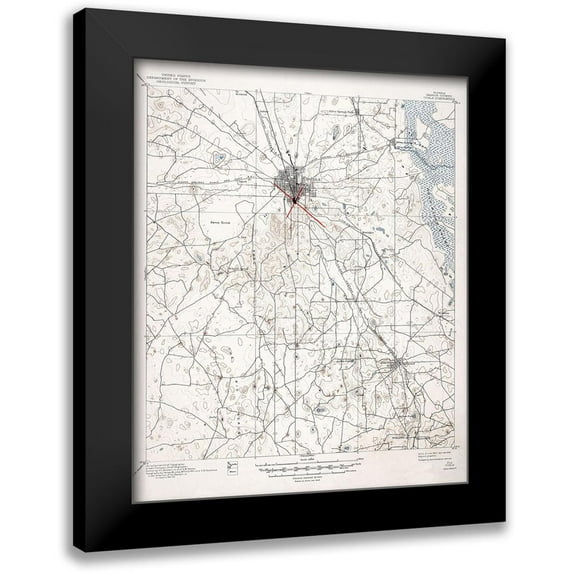 USGS 20x24 Black Modern Framed Museum Art Print Titled - Ocala Florida Quad - USGS 1895