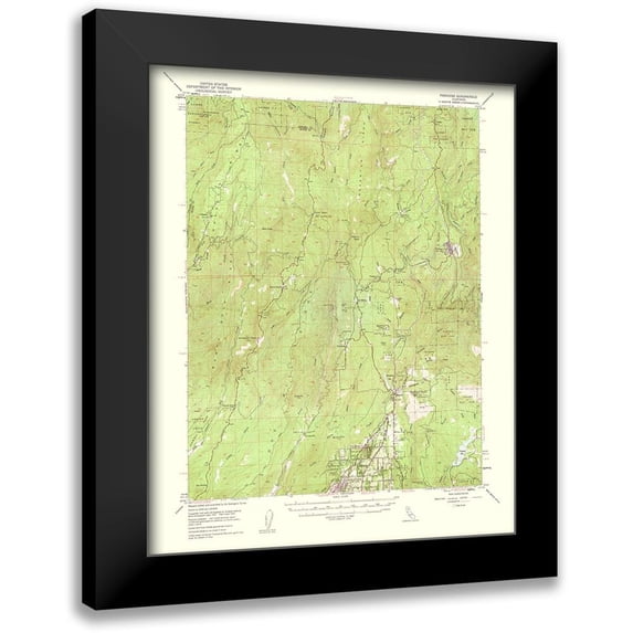 USGS 20x24 Black Modern Framed Museum Art Print Titled - Paradise California Quad - USGS 1961