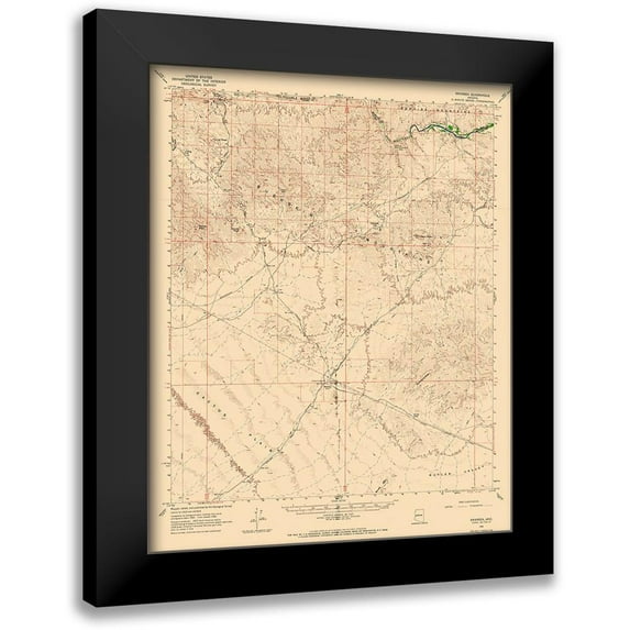 USGS 20x24 Black Modern Framed Museum Art Print Titled - Swansea Arizona Quad - USGS 1966