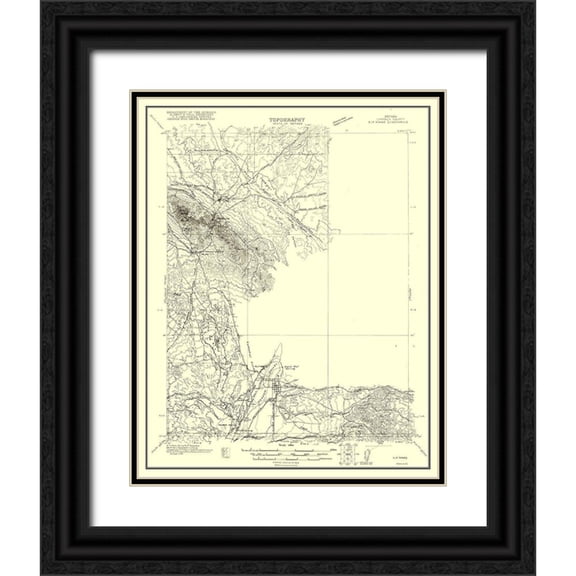 USGS 20x24 Black Ornate Wood Framed with Double Matting Museum Art Print Titled - Ely Range Nevada Quad - USGS 1921