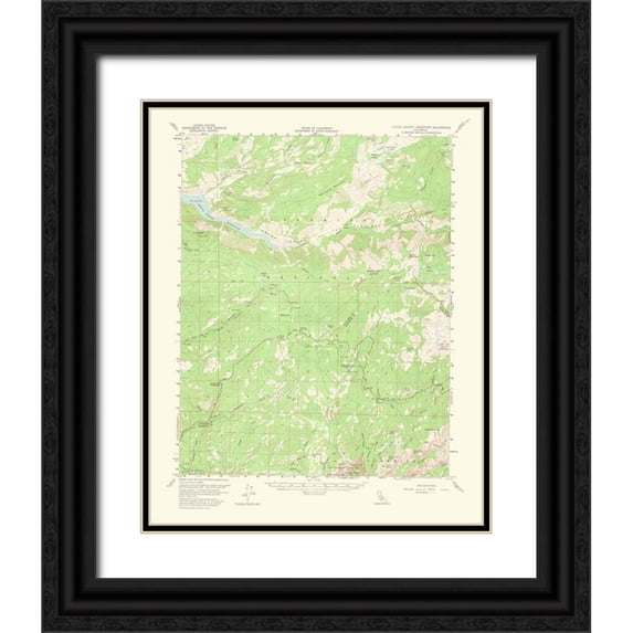 USGS 20x24 Black Ornate Wood Framed with Double Matting Museum Art Print Titled - Hetch Hetchy Reservoir California Quad - USGS 1964