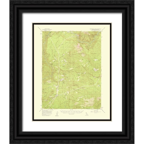 USGS 20x24 Black Ornate Wood Framed with Double Matting Museum Art Print Titled - Montgomery Creek California Quad - USGS 1953