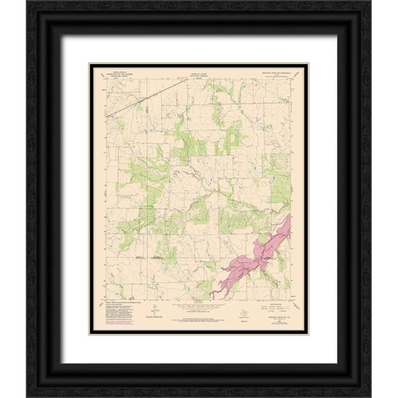 USGS 20x24 Black Ornate Wood Framed with Double Matting Museum Art Print Titled - North West Antelope Creek Texas Quad - USGS 1962