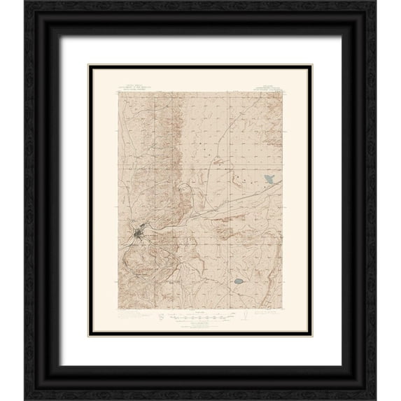 USGS 20x24 Black Ornate Wood Framed with Double Matting Museum Art Print Titled - Rock Springs Wyoming Quad - USGS 1910