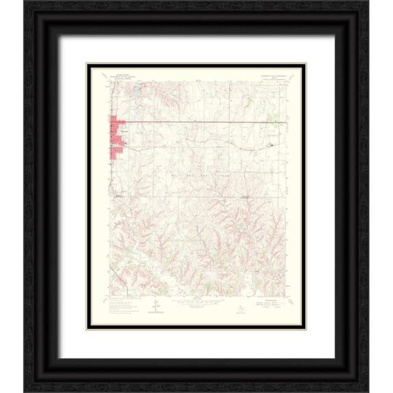 USGS 20x24 Black Ornate Wood Framed with Double Matting Museum Art Print Titled - Shamrock East Texas Quad - USGS 1967