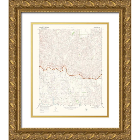USGS 20x24 Gold Ornate Wood Framed with Double Matting Museum Art Print Titled - Canadian Southeast Texas Quad - USGS 1970