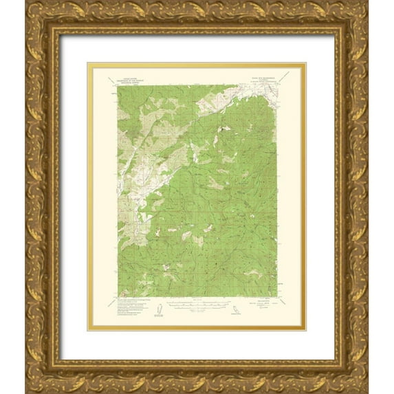 USGS 20x24 Gold Ornate Wood Framed with Double Matting Museum Art Print Titled - China Mountain California Quad - USGS 1961