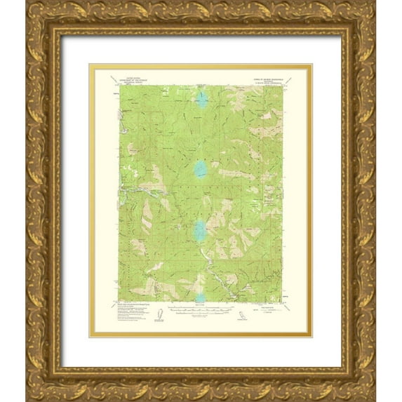 USGS 20x24 Gold Ornate Wood Framed with Double Matting Museum Art Print Titled - Forks Of Salmon California Quad - USGS 1961