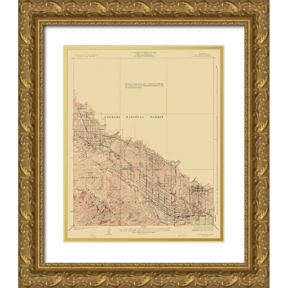 USGS 20x24 Gold Ornate Wood Framed with Double Matting Museum Art Print Titled - La Crescenta California Quad - USGS 1928