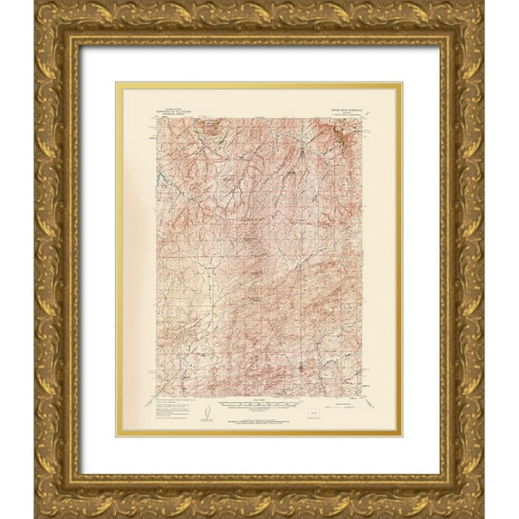 USGS 20x24 Gold Ornate Wood Framed with Double Matting Museum Art Print Titled - Ormsby Draw Wyoming Quad - USGS 1959