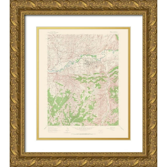 USGS 20x24 Gold Ornate Wood Framed with Double Matting Museum Art Print Titled - Rio Blanco Colorado Quad - USGS 1962