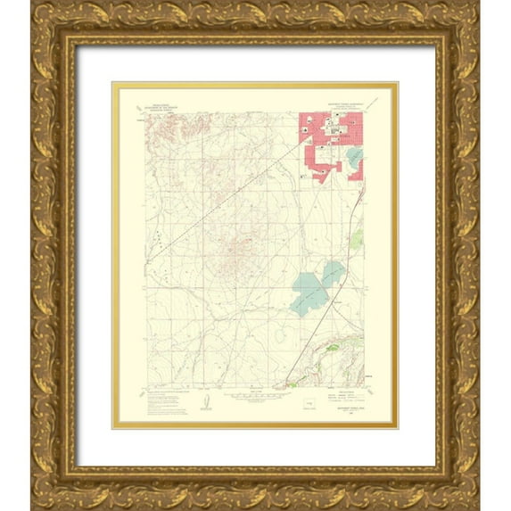 USGS 20x24 Gold Ornate Wood Framed with Double Matting Museum Art Print Titled - Southwest Pueblo Colorado Quad - USGS 1963