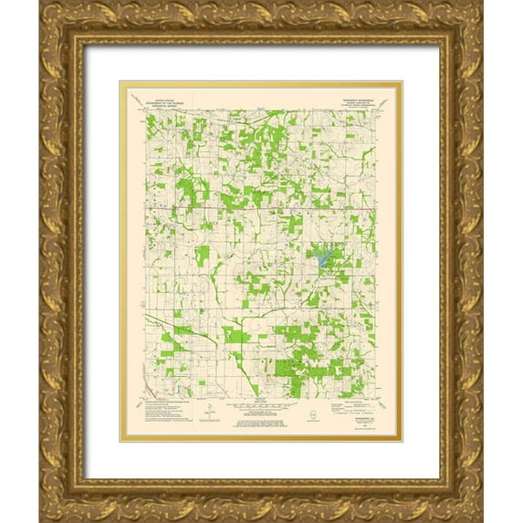 USGS 20x24 Gold Ornate Wood Framed with Double Matting Museum Art Print Titled - Thackeray Illinois Quad - USGS 1974