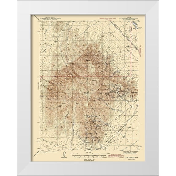 USGS 20x24 White Modern Wood Framed Museum Art Print Titled - Antler Nevada Quad - USGS 1943
