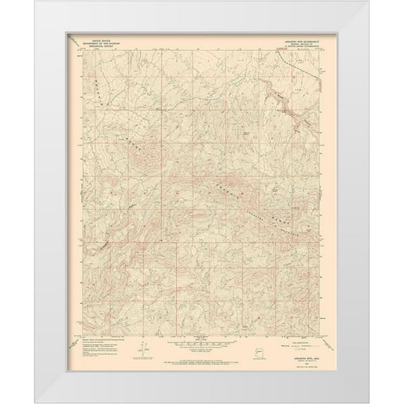 USGS 20x24 White Modern Wood Framed Museum Art Print Titled - Arrastra Mountains Arizona Quad - USGS 1967