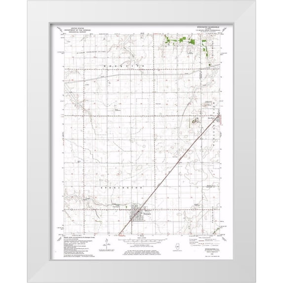 USGS 20x24 White Modern Wood Framed Museum Art Print Titled - Stonington Illinois Quad - USGS 1982