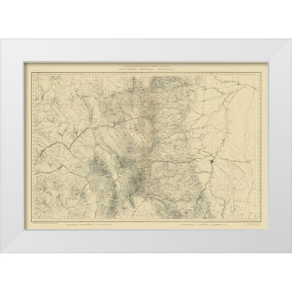 USGS 24x18 White Modern Wood Framed Museum Art Print Titled - Colorado North Central Colorado Sheet - USGS 1881