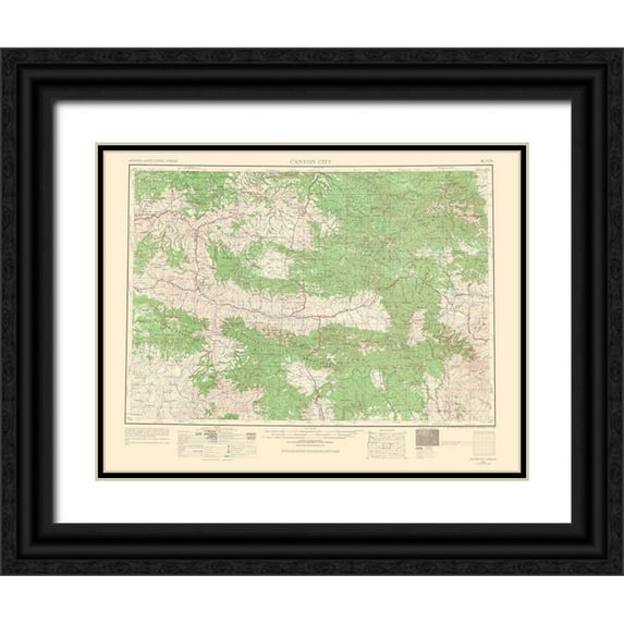 USGS 24x19 Black Ornate Wood Framed with Double Matting Museum Art Print Titled - Canyon City Oregon Quad - USGS 1966