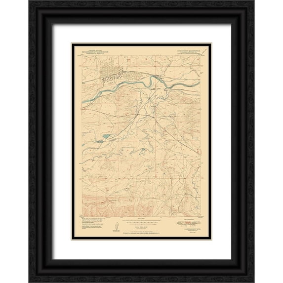 USGS 24x32 Black Ornate Wood Framed with Double Matting Museum Art Print Titled - Careyhurst Converse Wyoming Quad - USGS 1950