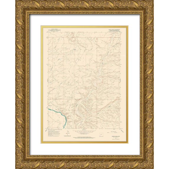 USGS 24x32 Gold Ornate Wood Framed with Double Matting Museum Art Print Titled - Austin Ranch Wyoming Quad - USGS 1961